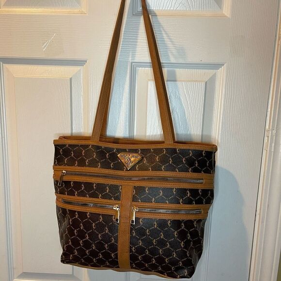 Babyphat Brown and tan logo Medium shoulder bag gold tone hardwares and accent. - Picture 3 of 12